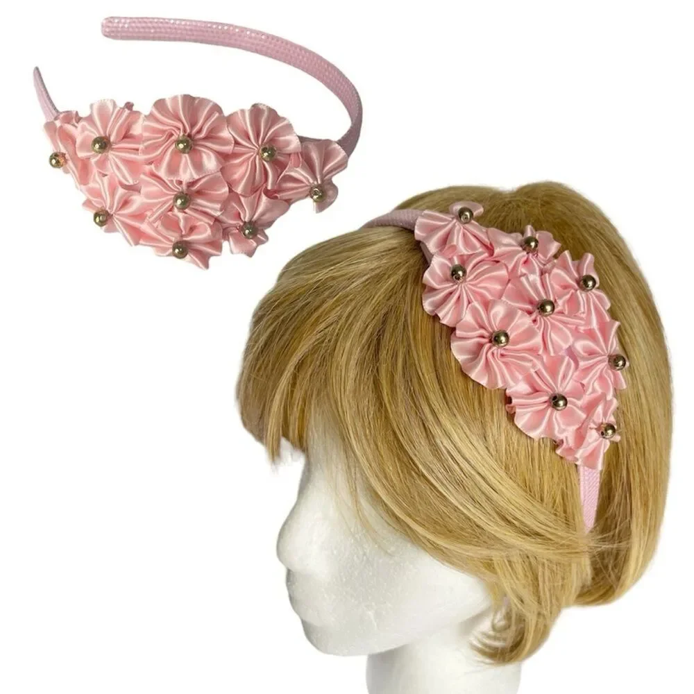 New Girls Pink Hairband head bands embellished handmade - Picture 2 of 16